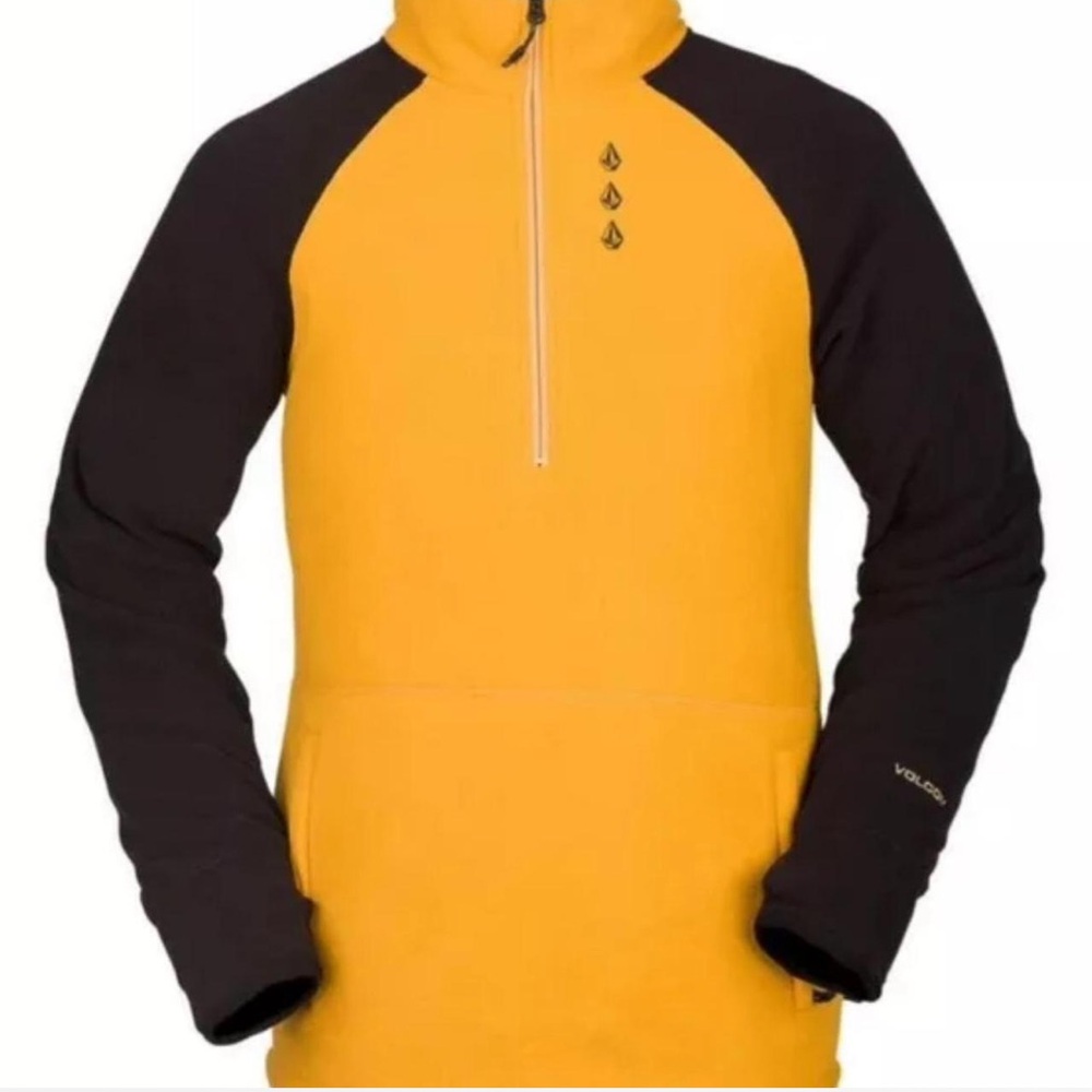 NWT Volcom Polartec Half-Zip Pullover Fleece Jacket, Men's Small, Black Yellow